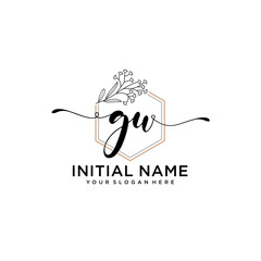 Initial letter GU beauty handwriting logo vector