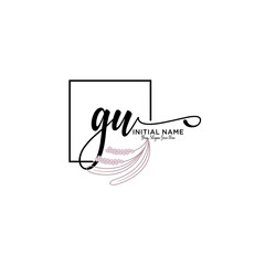 Initial letter GU beauty handwriting logo vector
