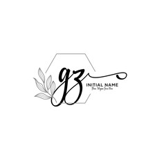 Initial letter GZ beauty handwriting logo vector