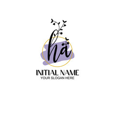 Initial letter HA beauty handwriting logo vector