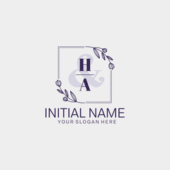 Initial letter HA beauty handwriting logo vector