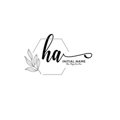 Initial letter HA beauty handwriting logo vector