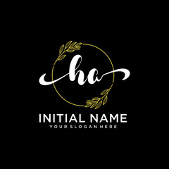 HA Initial handwriting logo vector. Hand lettering for designs.