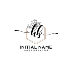 Initial letter HB beauty handwriting logo vector