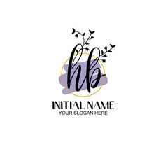 Initial letter HB beauty handwriting logo vector