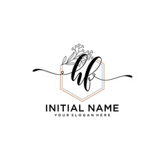 Initial letter HF beauty handwriting logo vector