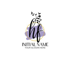 Initial letter HF beauty handwriting logo vector