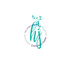 Initial letter HJ beauty handwriting logo vector