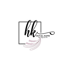 Initial letter HK beauty handwriting logo vector