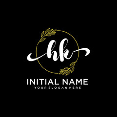 HK Initial handwriting logo vector. Hand lettering for designs.