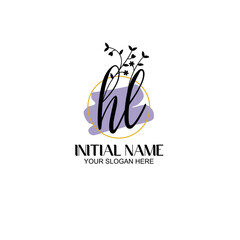 Initial letter HL beauty handwriting logo vector