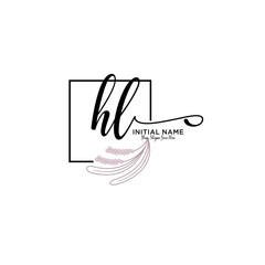 Initial letter HL beauty handwriting logo vector