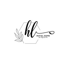 Fototapeta na wymiar Initial letter HL beauty handwriting logo vector