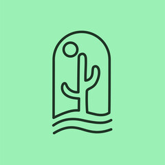 cactus with little sun simple drawing vector illustration with minimal outline style graphic design