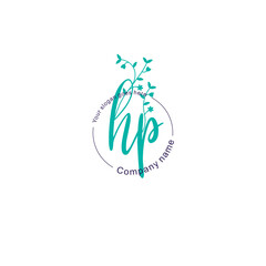 Initial letter HP beauty handwriting logo vector