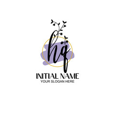 Initial letter HQ beauty handwriting logo vector