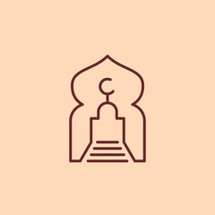 great mosque up stairs with arabic middle east frame logo badge vector illustration