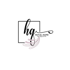 Initial letter HQ beauty handwriting logo vector