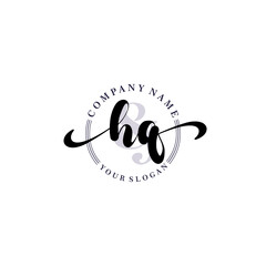 HQ Initial handwriting logo vector. Hand lettering for designs.