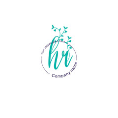 Initial letter HR beauty handwriting logo vector