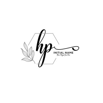 Initial letter HP beauty handwriting logo vector