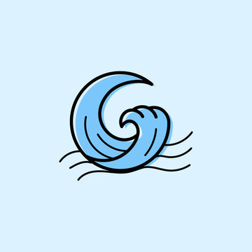 letter g from with ocean wave sea badge logo vector illustration