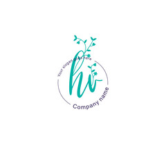 Initial letter HV beauty handwriting logo vector