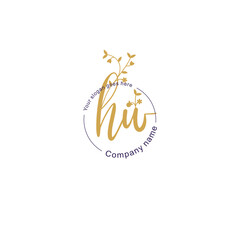 Initial letter HW beauty handwriting logo vector