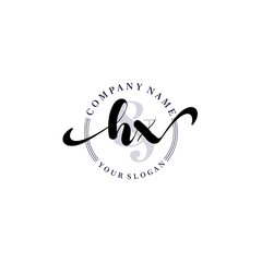HX Initial handwriting logo vector. Hand lettering for designs.