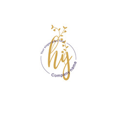 Initial letter HY beauty handwriting logo vector