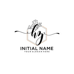 Initial letter HZ beauty handwriting logo vector