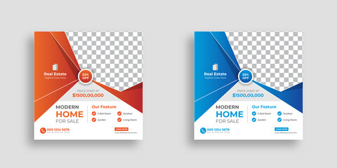 Real estate house property Instagram post or square web banner template