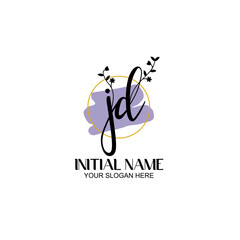 Initial letter JD beauty handwriting logo vector