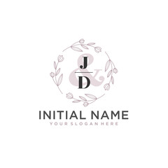 Initial letter JD beauty handwriting logo vector