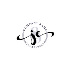 Initial letter JE beauty handwriting logo vector