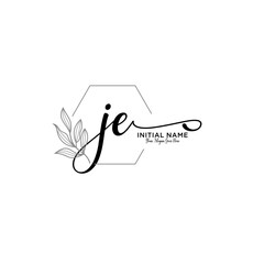Initial letter JE beauty handwriting logo vector