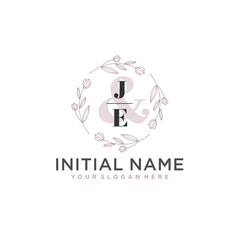 Initial letter JE beauty handwriting logo vector