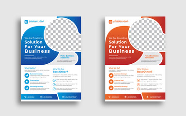 Modern Corporate business flyer template design set or a4 flyer template with blue, green, red, and yellow colors. marketing, business proposal, promotion flyer.