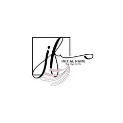 Initial letter JF beauty handwriting logo vector