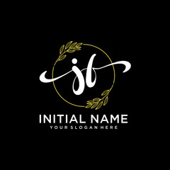 Initial letter JF beauty handwriting logo vector