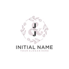 Initial letter JJ beauty handwriting logo vector