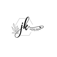 Initial letter JK beauty handwriting logo vector
