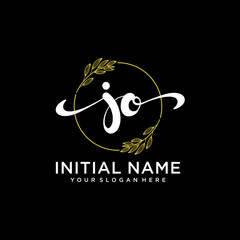 JO Initial handwriting logo vector. Hand lettering for designs.