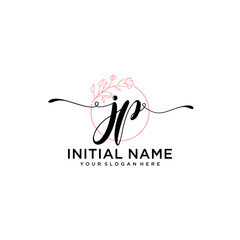 Initial letter JP beauty handwriting logo vector