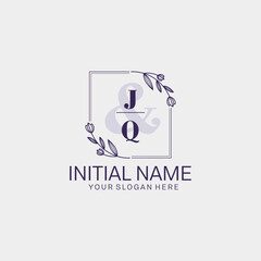 Initial letter JQ beauty handwriting logo vector