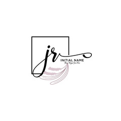 Initial letter JR beauty handwriting logo vector