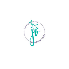 Initial letter JV beauty handwriting logo vector