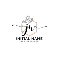 Initial letter JW beauty handwriting logo vector