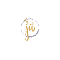 Initial letter JW beauty handwriting logo vector
