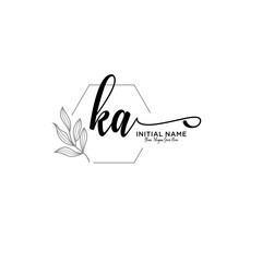Initial letter KA beauty handwriting logo vector